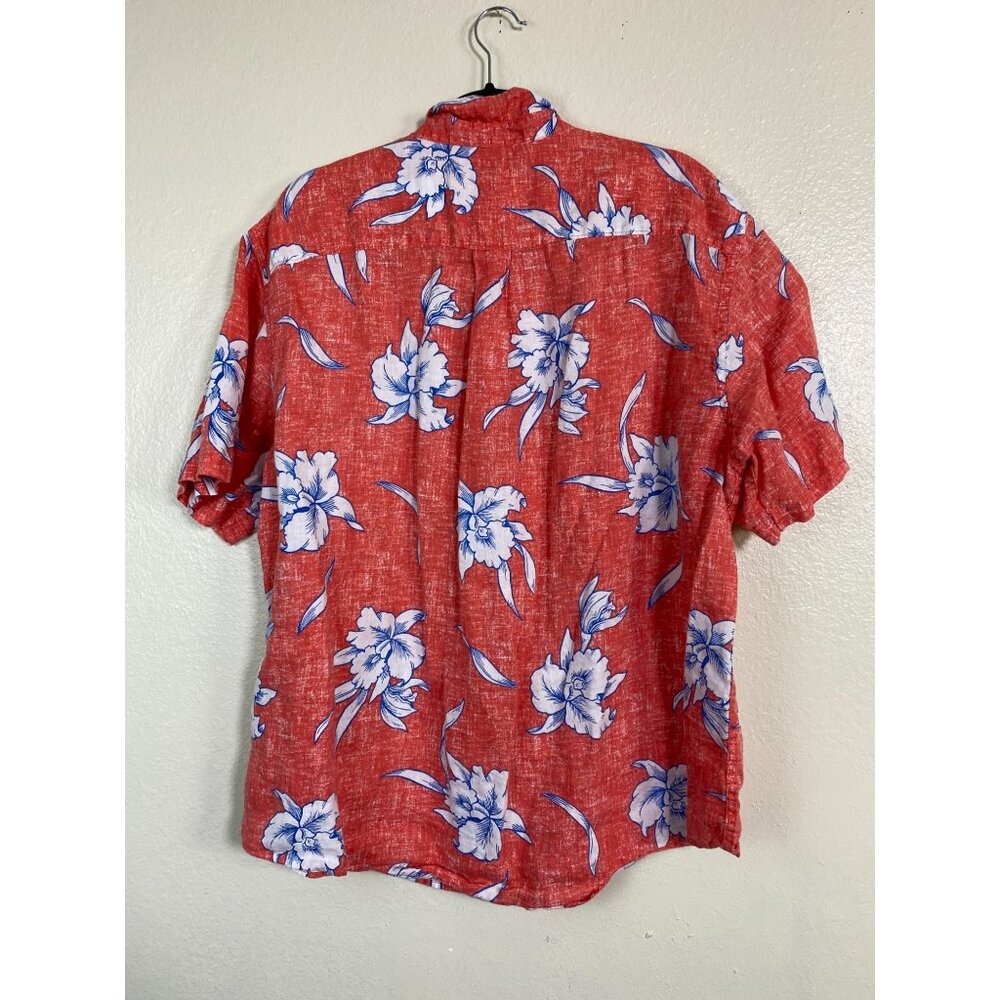 Lands End Linen‎ Hawaiian Shirt Men sz XL Short Sleeve Button Up Traditional Fit - Picture 14 of 14